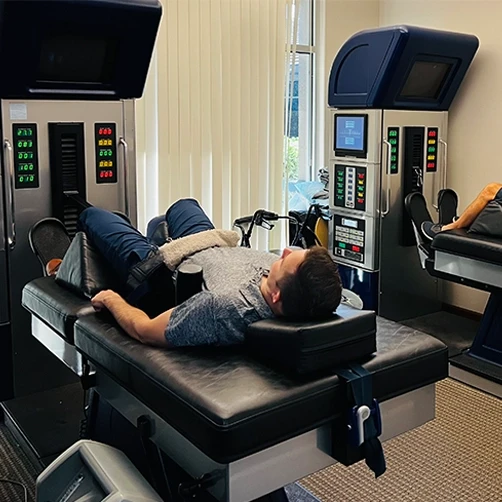 Chiropractic Roseville CA Patient In Decompression Machines